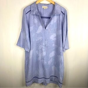 Cloth & Stone Tie Dye Beachy BOHO Flowy Popover Mini Dress Blue Size Medium